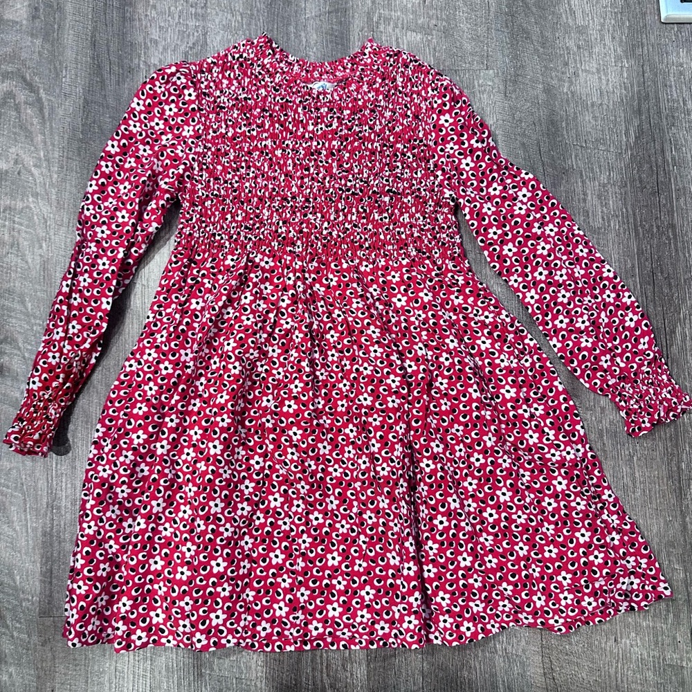 ✨NWT Mayoral Girls' Red Floral Long-Sleeve Smocked Dress